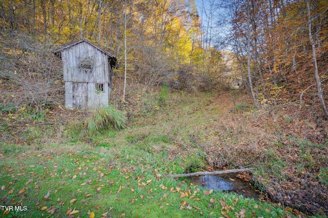 3961 Canton Rd, Blackwater, VA 24221 - view of yard featuring a storage shed and a view of trees