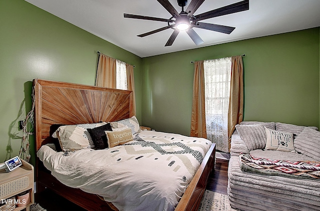 216 3rd St, Erwin, TN 37650 - bedroom with multiple windows, wood finished floors, and ceiling fan