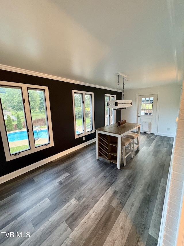 110 Galway Rd, Bristol, TN 37620 - kitchen with dark wood finished floors and crown molding
