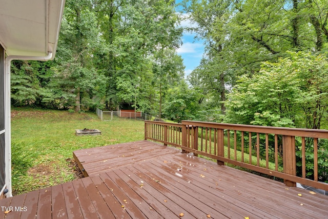 308 Cardinal Ln, Bristol, TN 37620 - wooden terrace featuring a lawn and view of scattered trees