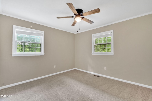 308 Cardinal Ln, Bristol, TN 37620 - spare room featuring carpet flooring, crown molding, and ceiling fan