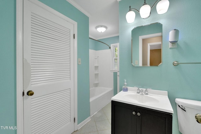 308 Cardinal Ln, Bristol, TN 37620 - full bath featuring vanity, crown molding, shower / washtub combination, and tile patterned floors