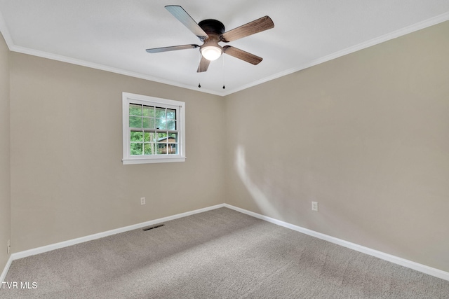 308 Cardinal Ln, Bristol, TN 37620 - unfurnished room with carpet floors, a ceiling fan, and crown molding