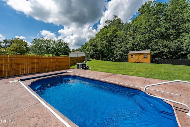 216 Mockingbird Pl, Jonesborough, TN 37659 - view of swimming pool featuring a storage unit and a fenced backyard