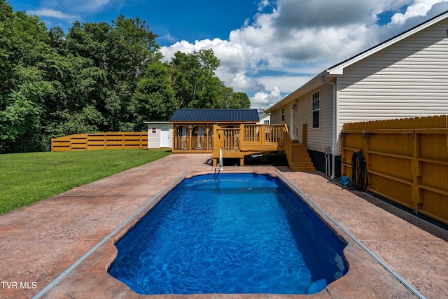 216 Mockingbird Pl, Jonesborough, TN 37659 - view of swimming pool featuring a deck, an outdoor structure, a patio, and stairs