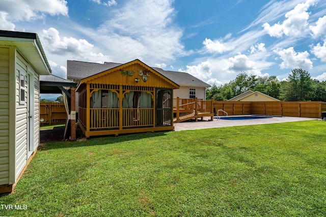 216 Mockingbird Pl, Jonesborough, TN 37659 - back of house with a gazebo, a fenced backyard, a deck, a patio, and board and batten siding