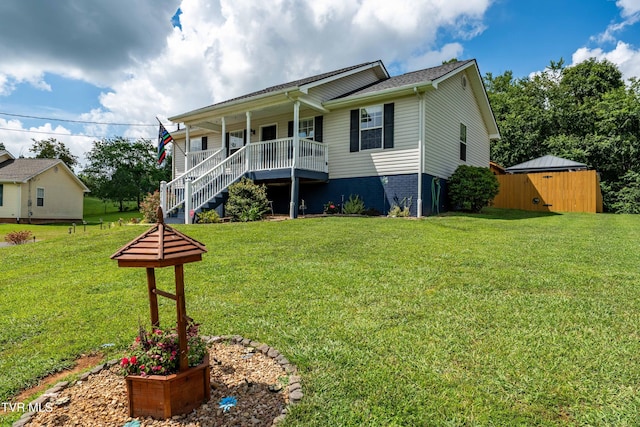 216 Mockingbird Pl, Jonesborough, TN 37659 - rear view of property with a porch, a yard, and stairway
