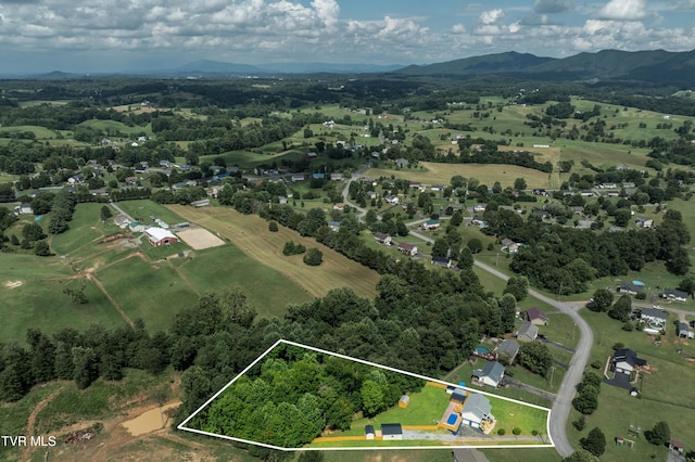 216 Mockingbird Pl, Jonesborough, TN 37659 - aerial view of property's location featuring property parcel outlined and mountains