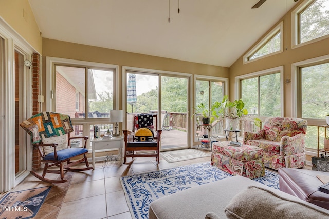 312 Timberlane Rd, Bristol, TN 37620 - sunroom / solarium with plenty of natural light, tile patterned flooring, and high vaulted ceiling