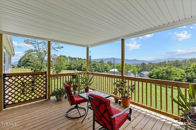 145 Oakwood Dr Way, Newport, TN 37821 - wooden deck featuring a mountain view and a yard