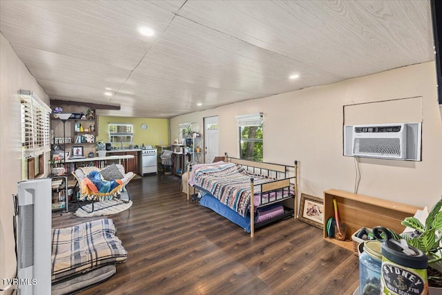 145 Oakwood Dr Way, Newport, TN 37821 - bedroom featuring multiple windows, wood finished floors, recessed lighting, and a wall mounted air conditioner