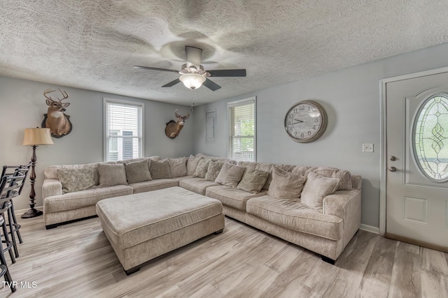 218 Kirkwood St, Glade Spring, VA 24340 - living area featuring light wood-style floors, a ceiling fan, and a textured ceiling
