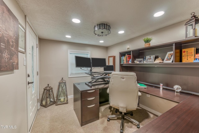 218 Kirkwood St, Glade Spring, VA 24340 - office featuring recessed lighting, light carpet, and a textured ceiling