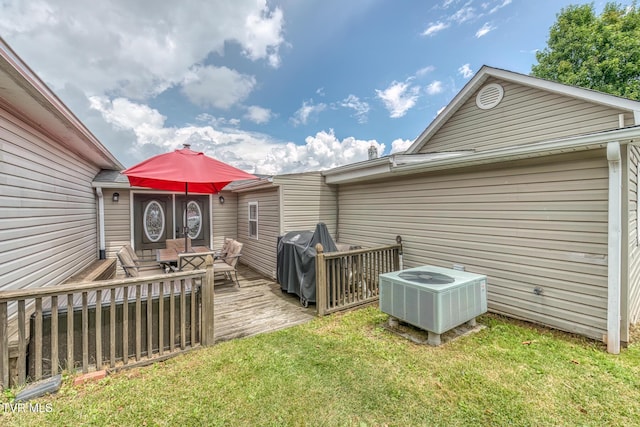 218 Kirkwood St, Glade Spring, VA 24340 - view of green lawn with a wooden deck and an outdoor hangout area