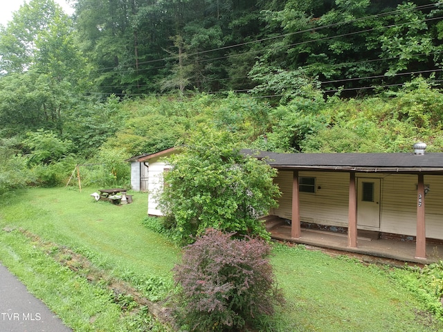 362 Rakes Ridge Rd, Birchleaf, VA 24220 - view of grassy yard with a view of trees and a porch
