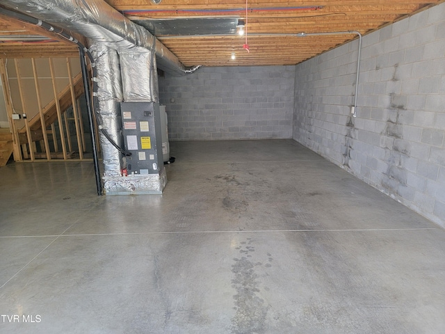 63 Whisper Bnd Unit 1, Johnson City, TN 37604 - unfinished basement with heating unit and concrete block wall