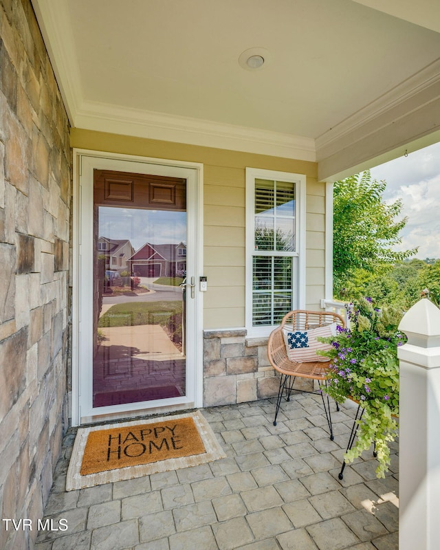 417 Piper Gln, Gray, TN 37615 - entrance to property featuring stone siding and a porch