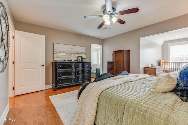 417 Piper Gln, Gray, TN 37615 - bedroom with wood finished floors, arched walkways, and ceiling fan