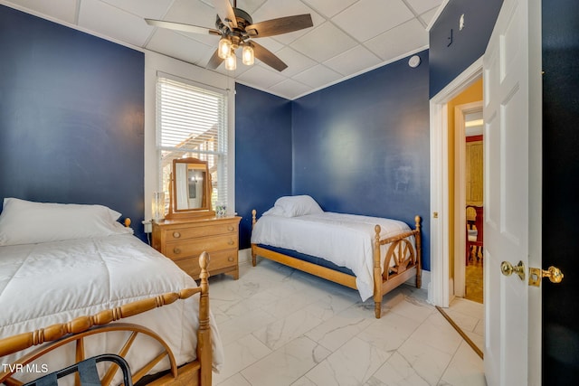 522 Alabama St, Bristol, TN 37620 - bedroom featuring a drop ceiling, ceiling fan, and light marble finish floors