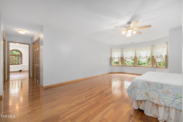 2019 Ridgeview Dr, Big Stone Gap, VA 24219 - bedroom with multiple windows, light wood finished floors, a textured ceiling, and a ceiling fan