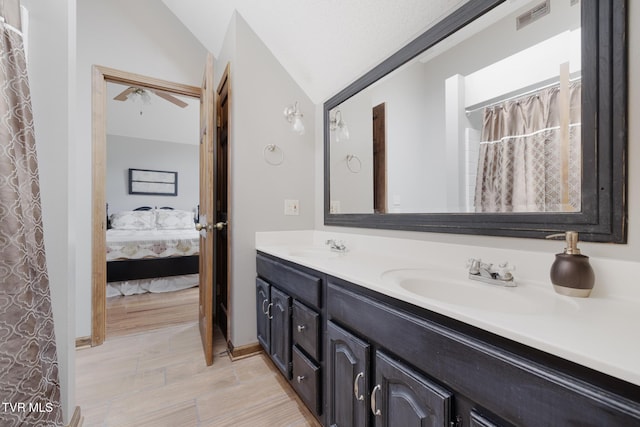 2019 Ridgeview Dr, Big Stone Gap, VA 24219 - ensuite bathroom with double vanity and vaulted ceiling