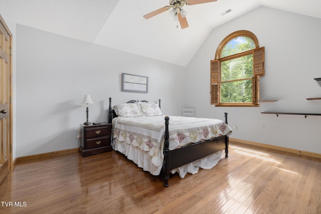 2019 Ridgeview Dr, Big Stone Gap, VA 24219 - bedroom featuring vaulted ceiling, wood finished floors, and ceiling fan