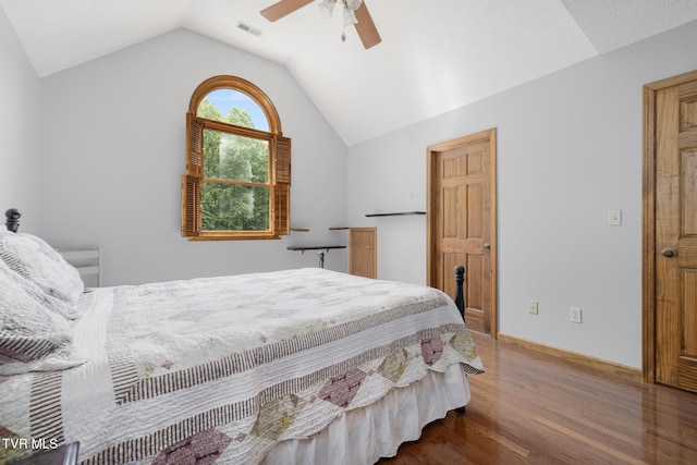 2019 Ridgeview Dr, Big Stone Gap, VA 24219 - bedroom with vaulted ceiling, wood finished floors, and a ceiling fan