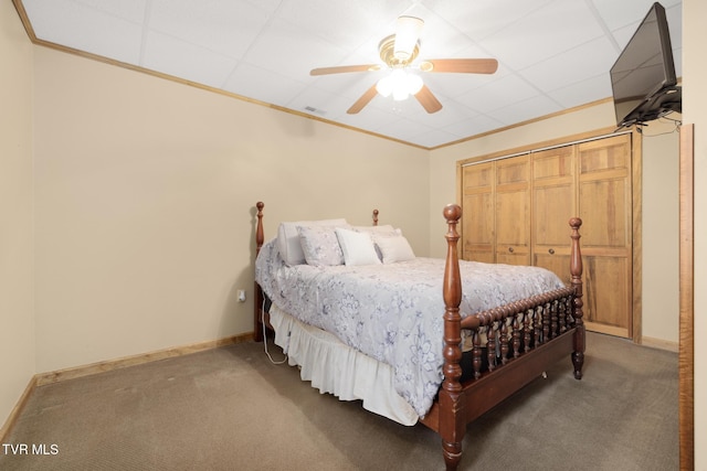 2019 Ridgeview Dr, Big Stone Gap, VA 24219 - carpeted bedroom featuring crown molding and a ceiling fan