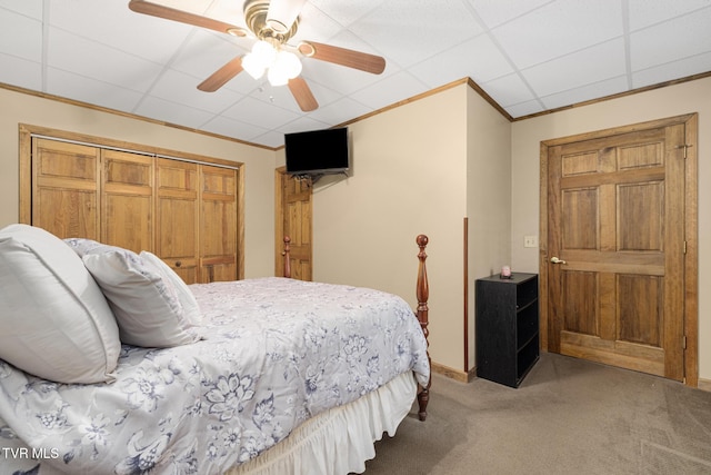 2019 Ridgeview Dr, Big Stone Gap, VA 24219 - bedroom with crown molding, carpet flooring, ceiling fan, and a closet