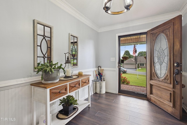 188 Mcarthur Cir, Bristol, VA 24201 - foyer entrance with wainscoting, ornamental molding, and dark wood-style floors