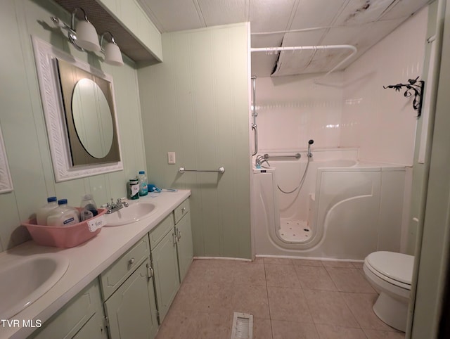 222 Warren Dr, Big Stone Gap, VA 24219 - bathroom featuring tile patterned flooring, double vanity, and a shower