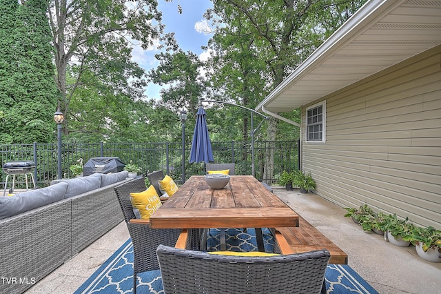 1108 Glen St, Bristol, TN 37620 - view of patio / terrace featuring an outdoor living space, outdoor dining area, and area for grilling