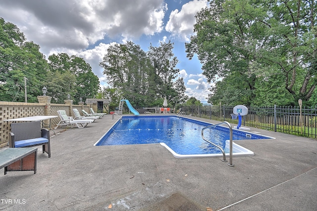 1108 Glen St, Bristol, TN 37620 - view of pool featuring a water slide and a patio area