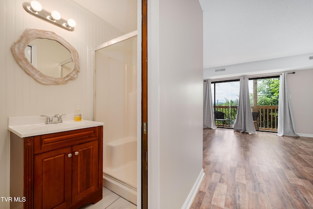 182 Sierra Pl Unit 182, Bristol, VA 24201 - full bathroom with a shower stall, vanity, and wood finished floors