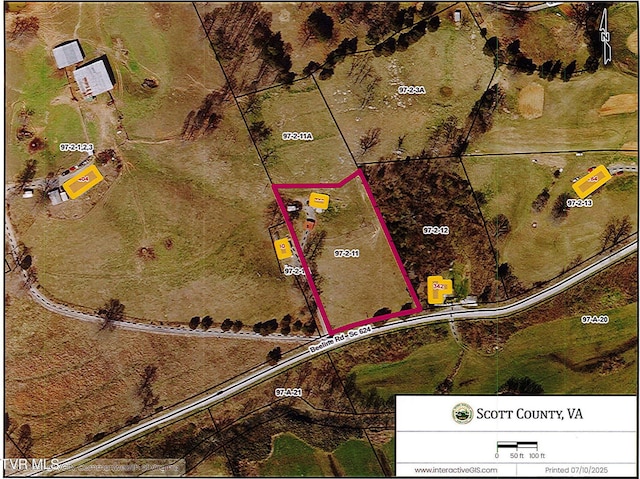 402 Beeline Rd, Duffield, VA 24244 - aerial overview of property's location with property parcel outlined