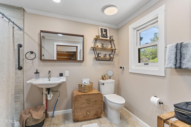2169 Ranch Rd, Dandridge, TN 37725 - full bathroom with ornamental molding, a shower with curtain, and wood finished floors