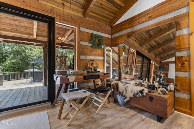 2169 Ranch Rd, Dandridge, TN 37725 - bedroom with wooden ceiling, wood walls, and wood finished floors