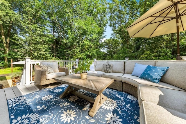 16 Lochmont St, North Attleboro, MA 02760 - deck with an outdoor living space and view of scattered trees