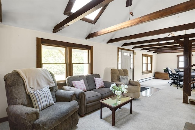 62 Monomoy Cir, Barnstable, MA 02632 - living room with light colored carpet and a baseboard radiator