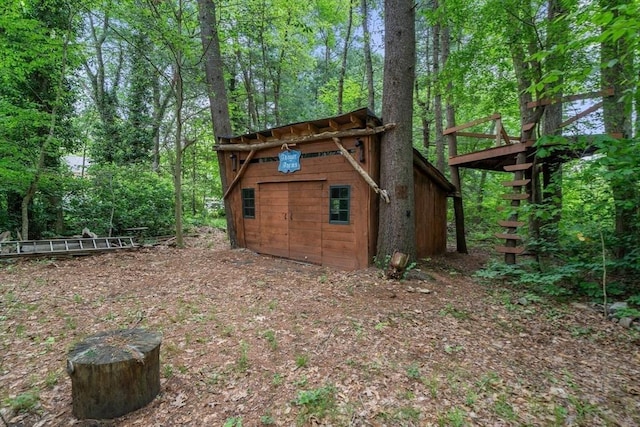 181 Thayer Farms Rd, Attleboro, MA 02703 - view of outdoor structure featuring a forest view