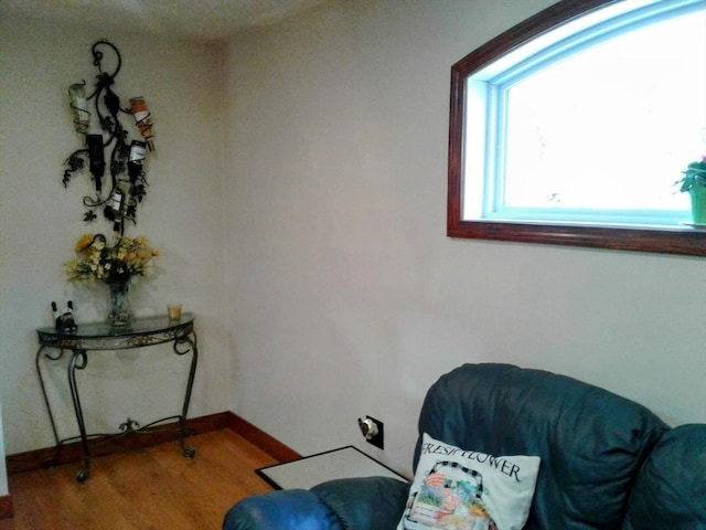 sitting room featuring wood finished floors and baseboards
