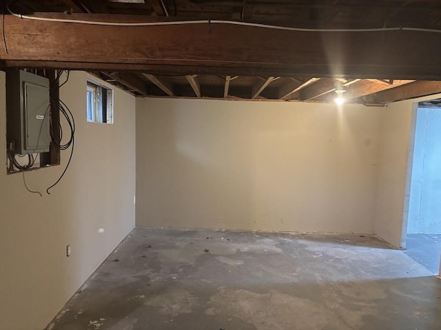 basement featuring electric panel