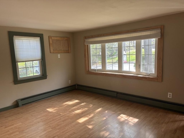 unfurnished room with plenty of natural light and light wood finished floors