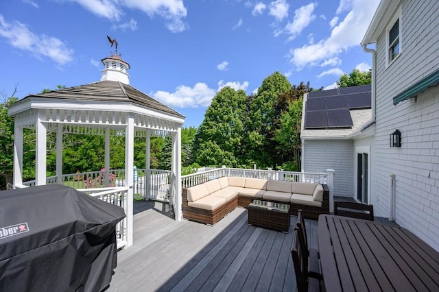 1051 Randolph Ave, Milton, MA 02186 - wooden deck with an outdoor hangout area, a gazebo, and grilling area
