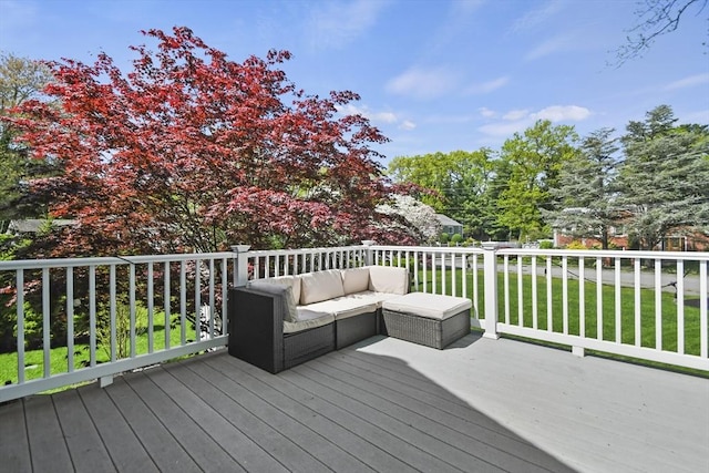 8 Longbow Cir, Lynnfield, MA 01940 - wooden deck with outdoor lounge area and a yard