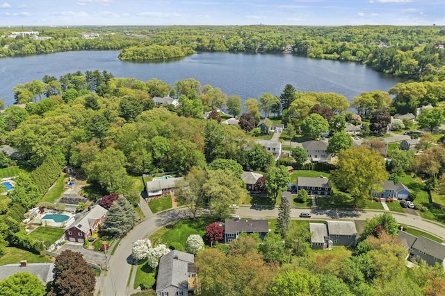 8 Longbow Cir, Lynnfield, MA 01940 - aerial overview of property's location featuring a nearby body of water and a forest