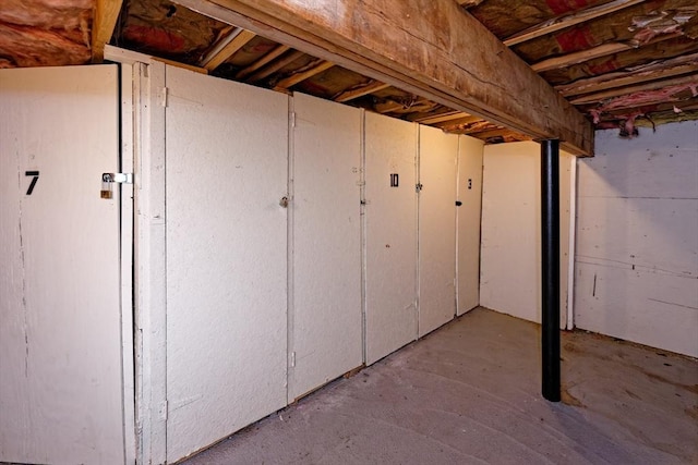 view of unfinished basement