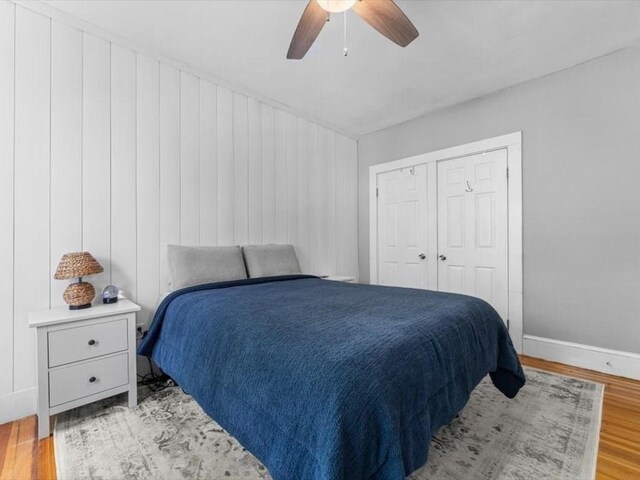 29 Chelmsford St Unit 2, Boston, MA 02122 - bedroom featuring wood finished floors, a ceiling fan, and a closet