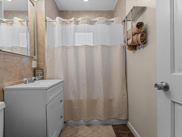 29 Chelmsford St Unit 2, Boston, MA 02122 - full bath with vanity and tile walls