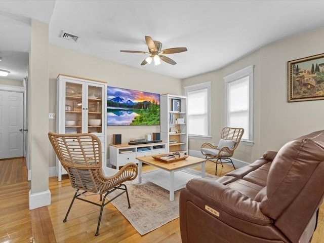 29 Chelmsford St Unit 2, Boston, MA 02122 - living area featuring a ceiling fan and light wood-style flooring